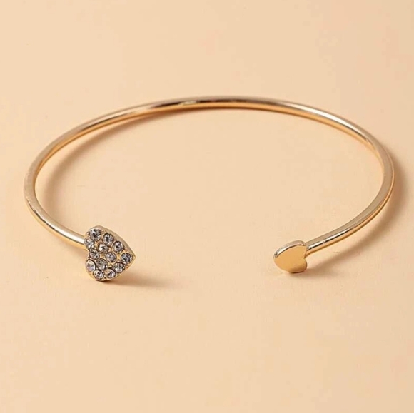 Jewelry - Rhinestone Heart Cuff Bangle Bracelet